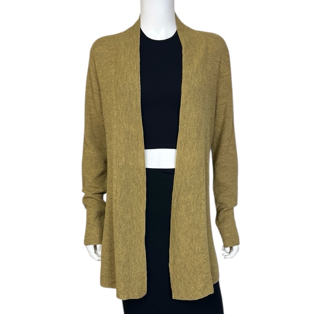 Eileen Fisher Textured Wool Open Front Cardigan in Moss - sz Small